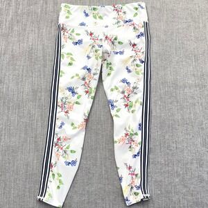 Athleta Contender Blossom Floral 7/8 Running Tights‎ Medium Side Stripe